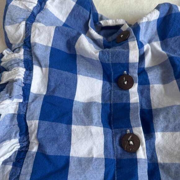 anthropologie whit two cascade blue and white gingham button up top - Picture 6 of 6